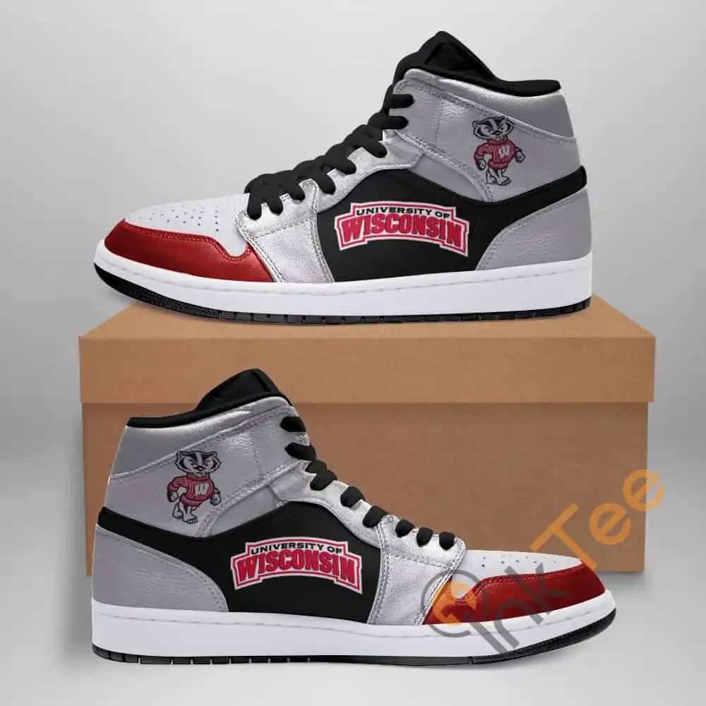 Wisconsin Badgers American Football Ha03 Custom Air Jordan Shoes