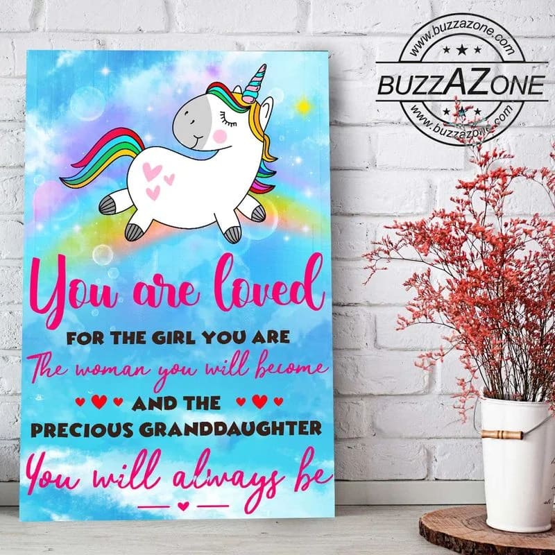 You Are Loved For The Girl You Are Unicorn Unframed / Wrapped Canvas Wall Decor Poster