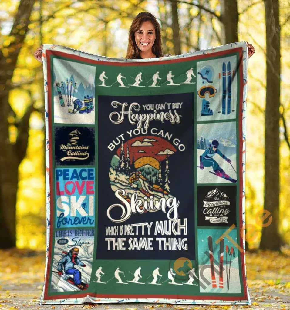 You Can’t Buy Happiness But You Can Go Skiing Ultra Soft Cozy Plush Fleece Blanket