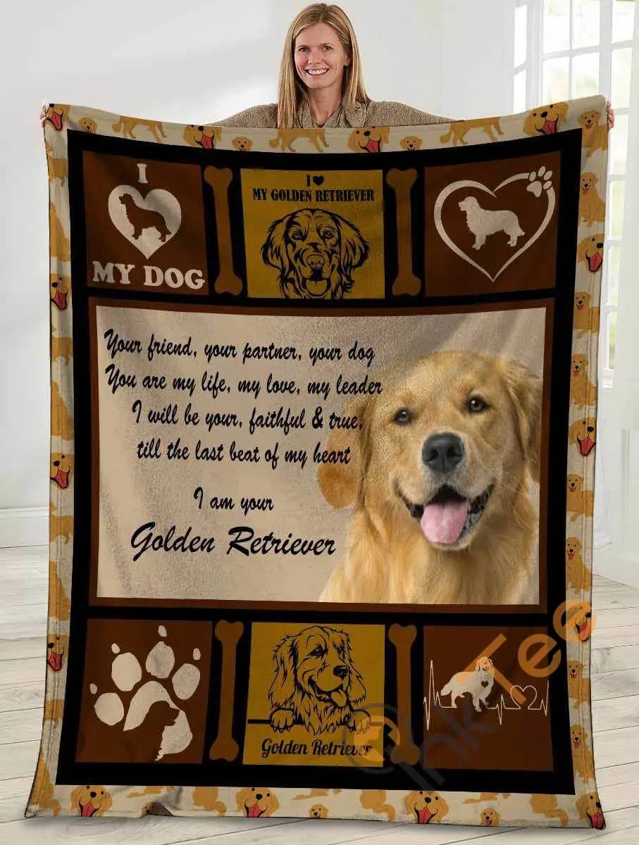 Your Friend Your Partner Your Dog You Are My Life Golden Retriever Dog Ultra Soft Cozy Plush Fleece Blanket