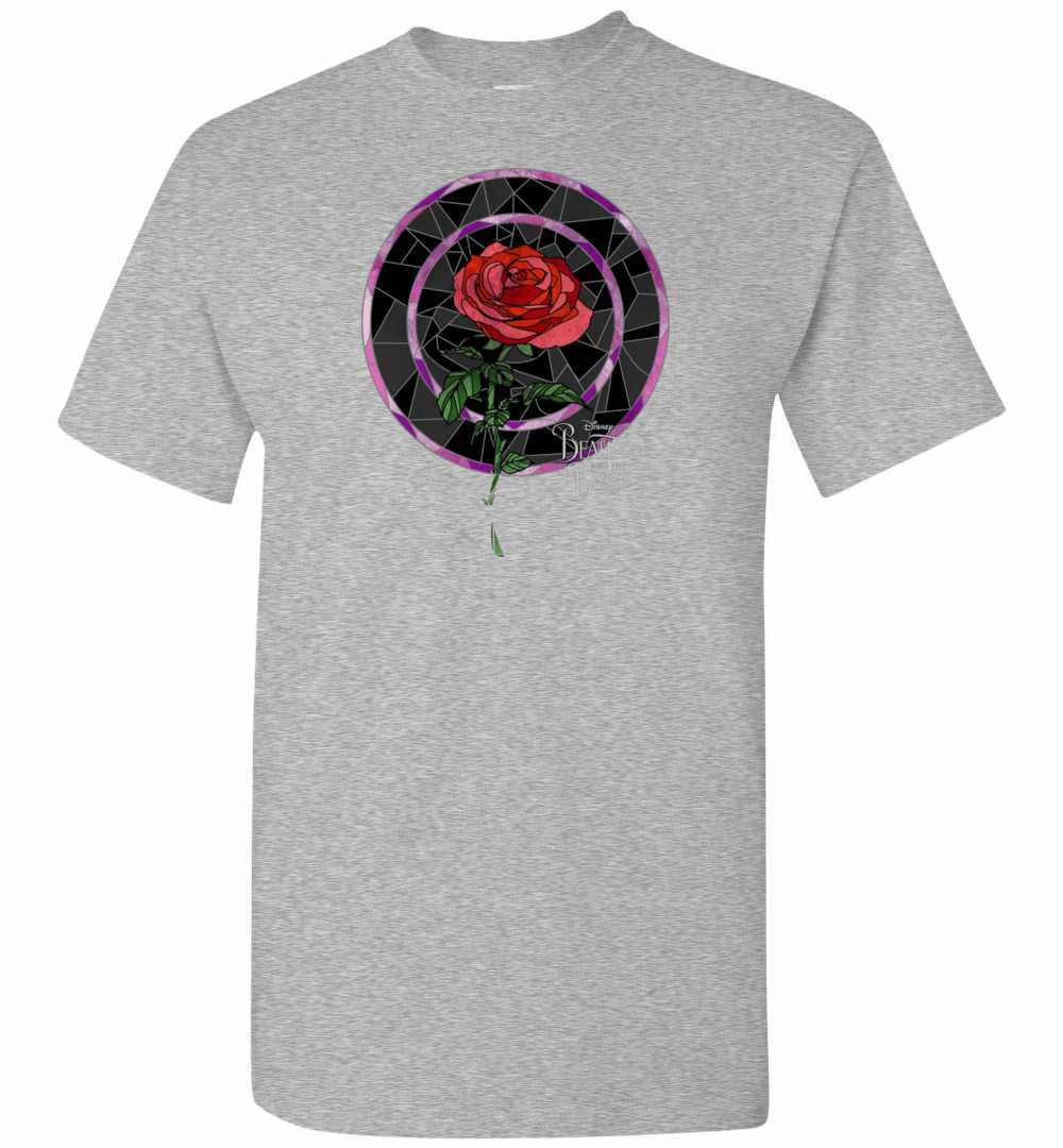 Inktee Store - Disney Beauty The Beast Glass Stained Rose Graphic Men'S T-Shirt Image