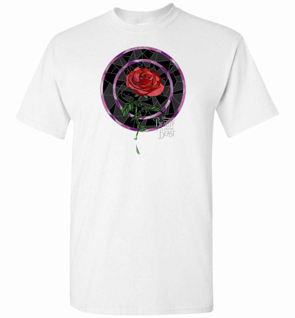 Inktee Store - Disney Beauty The Beast Glass Stained Rose Graphic Men'S T-Shirt Image