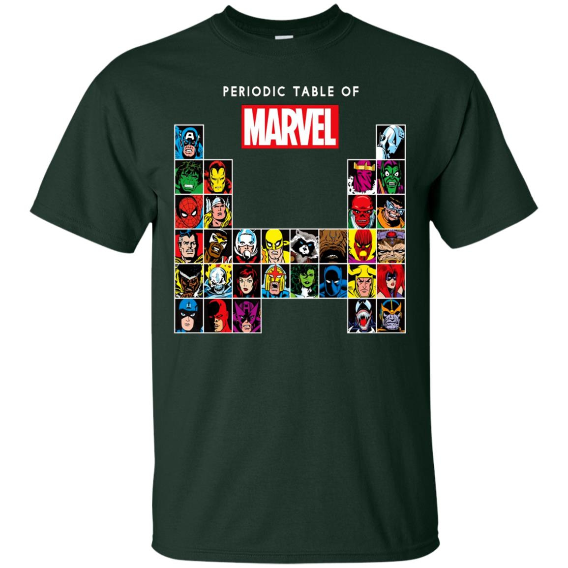 Inktee Store - Marvel Periodic Table Of Heroes Villains Retro Men’s T-Shirt Image