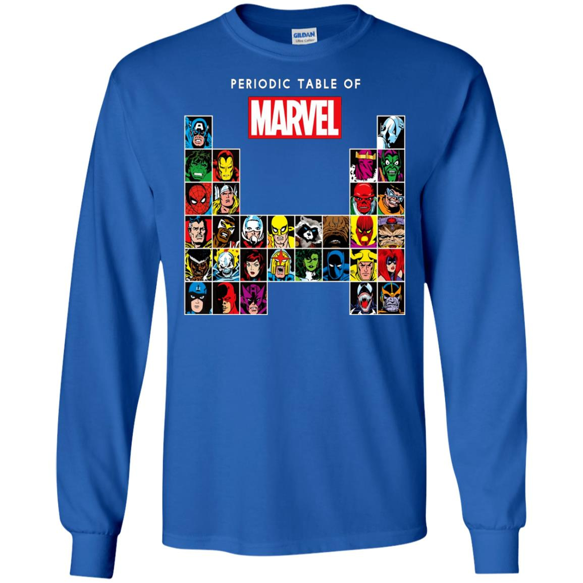 Inktee Store - Marvel Periodic Table Of Heroes Villains Retro Long Sleeve T-Shirt Image