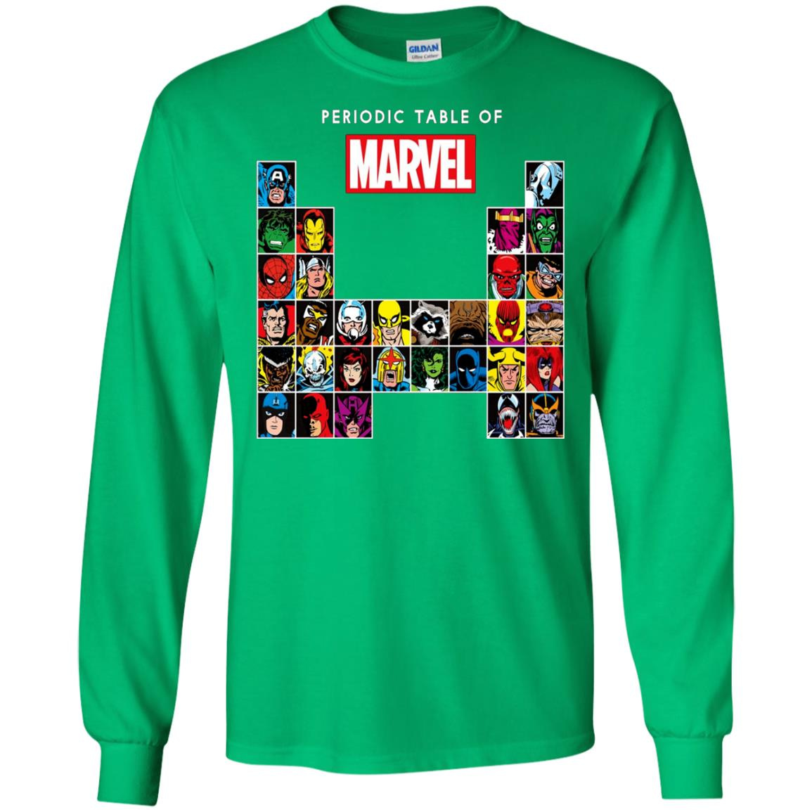 Inktee Store - Marvel Periodic Table Of Heroes Villains Retro Long Sleeve T-Shirt Image
