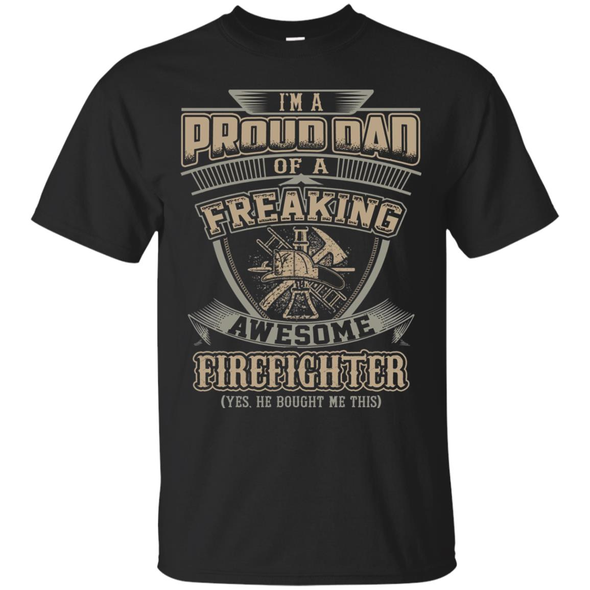 Inktee Store - Proud Dad Of A Freaking Awesome Firefighter Men’s T-Shirt Image