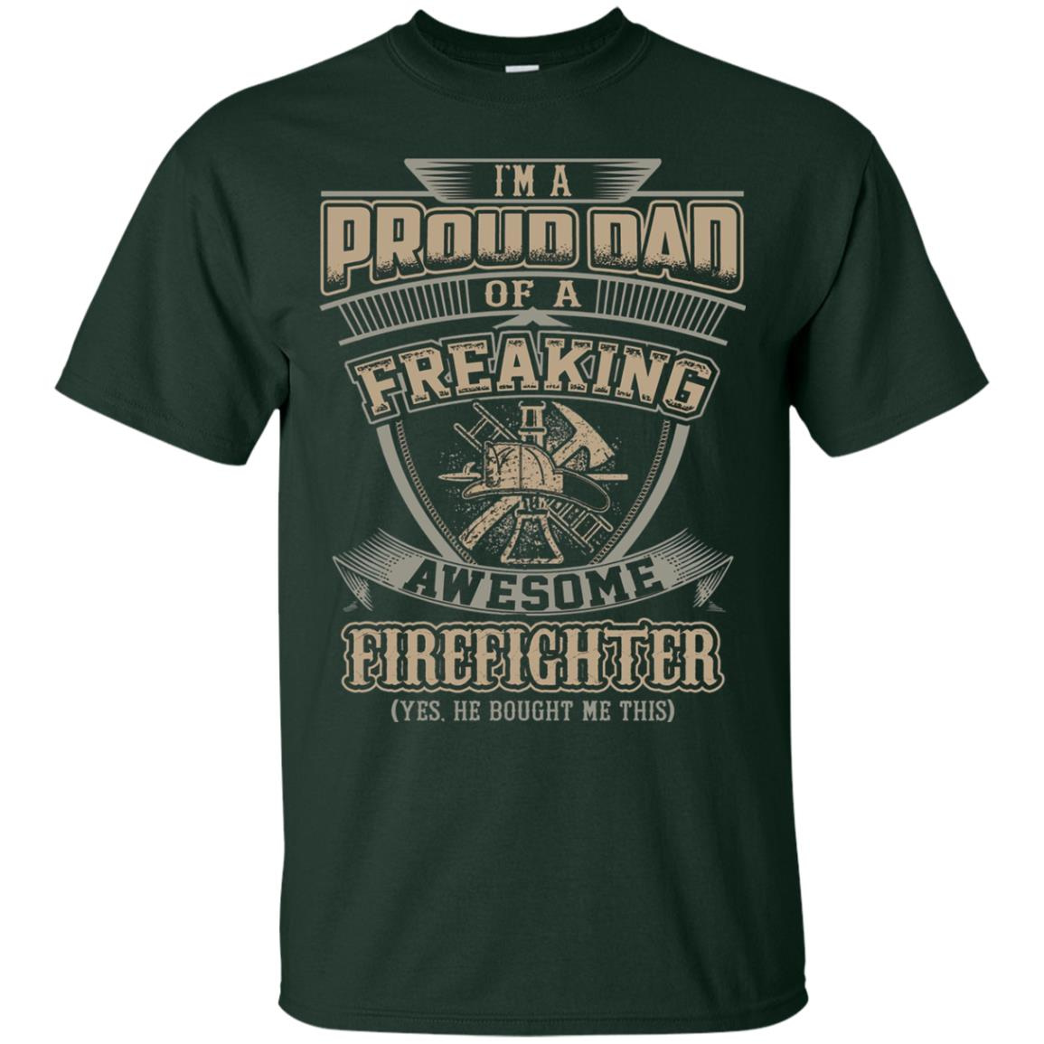 Inktee Store - Proud Dad Of A Freaking Awesome Firefighter Men’s T-Shirt Image