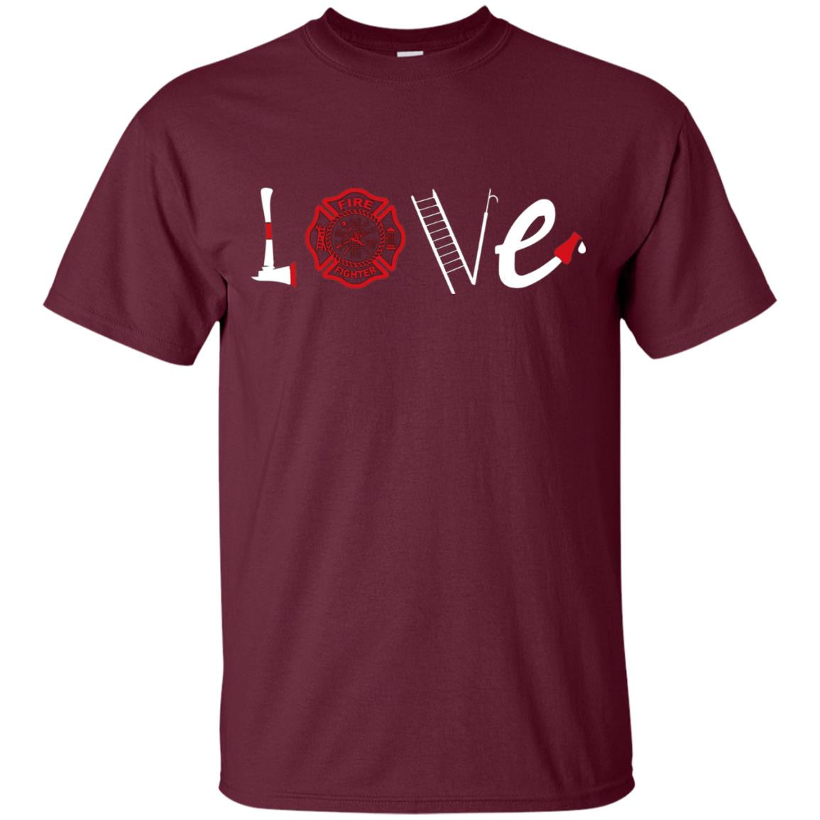 Inktee Store - Love Firefighters Support Firemen Men’s T-Shirt Image