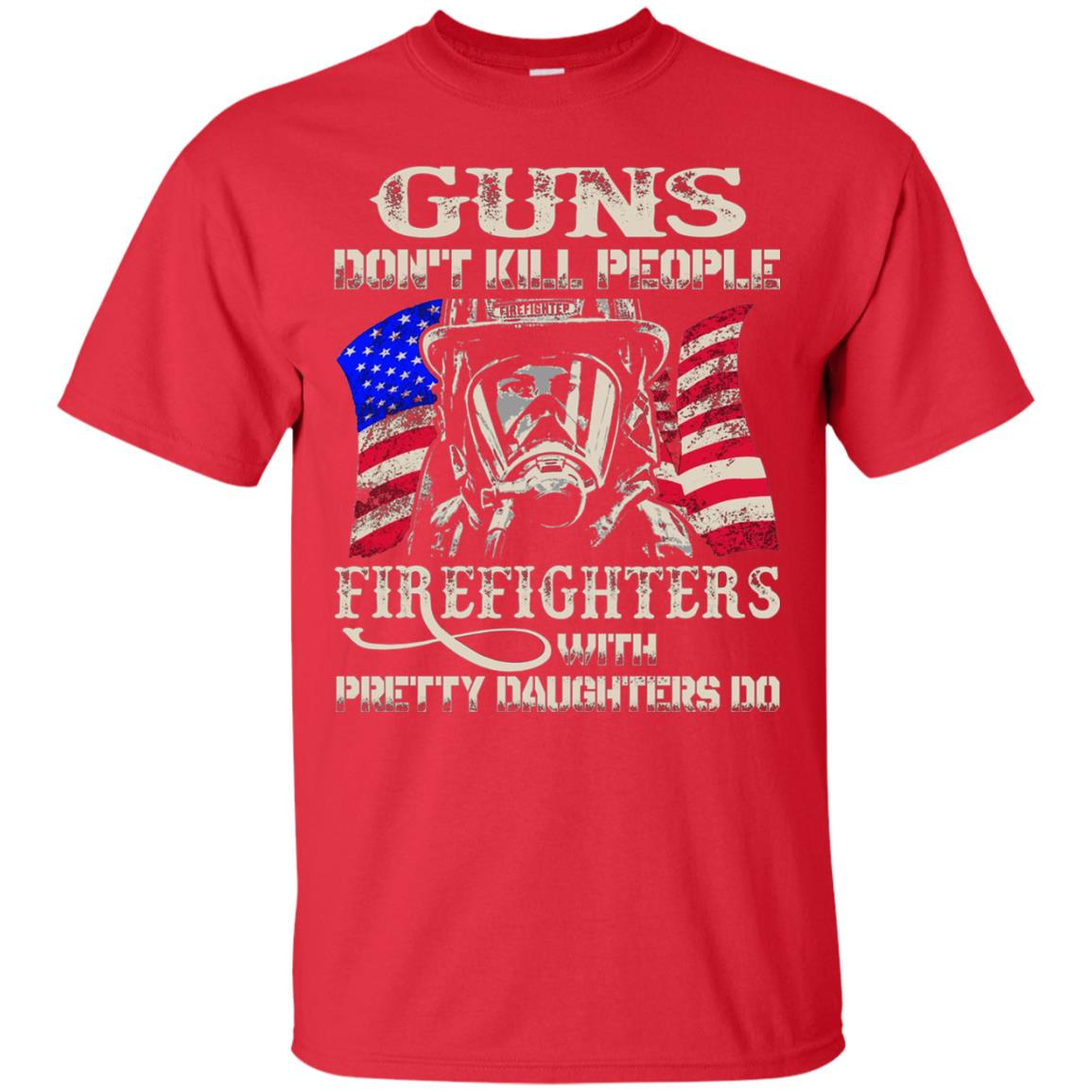 Inktee Store - Guns Dont Kill People Firefighter Does Men’s T-Shirt Image