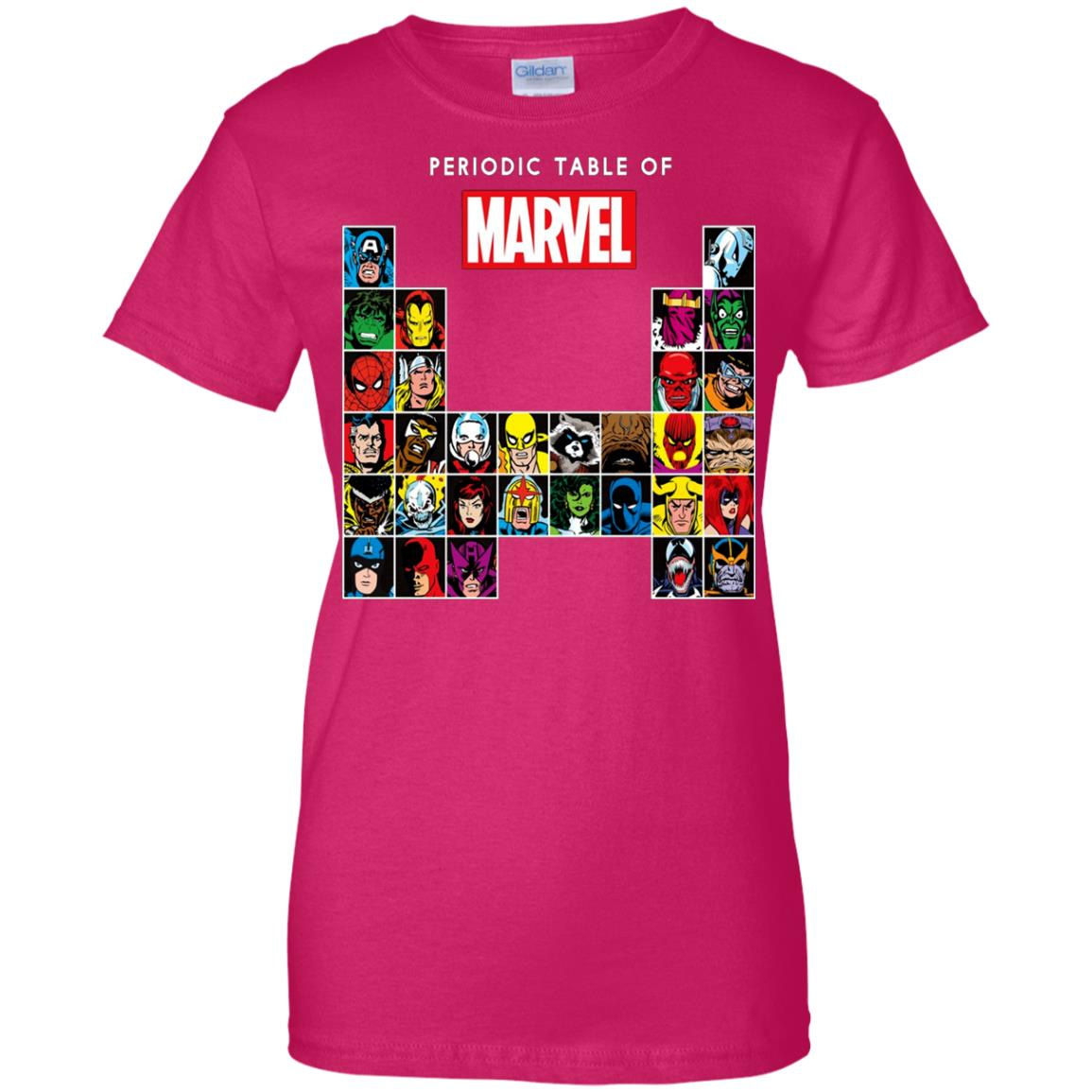 Inktee Store - Marvel Periodic Table Of Heroes Villains Retro Women’s T-Shirt Image