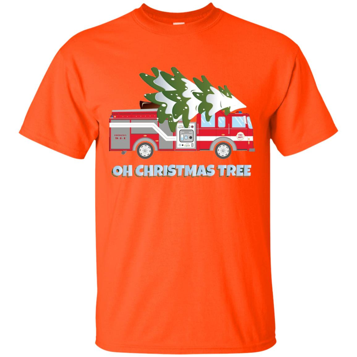 Inktee Store - Funny Firefighter Christmas Gifts - Oh Christmas Tree Men’s T-Shirt Image