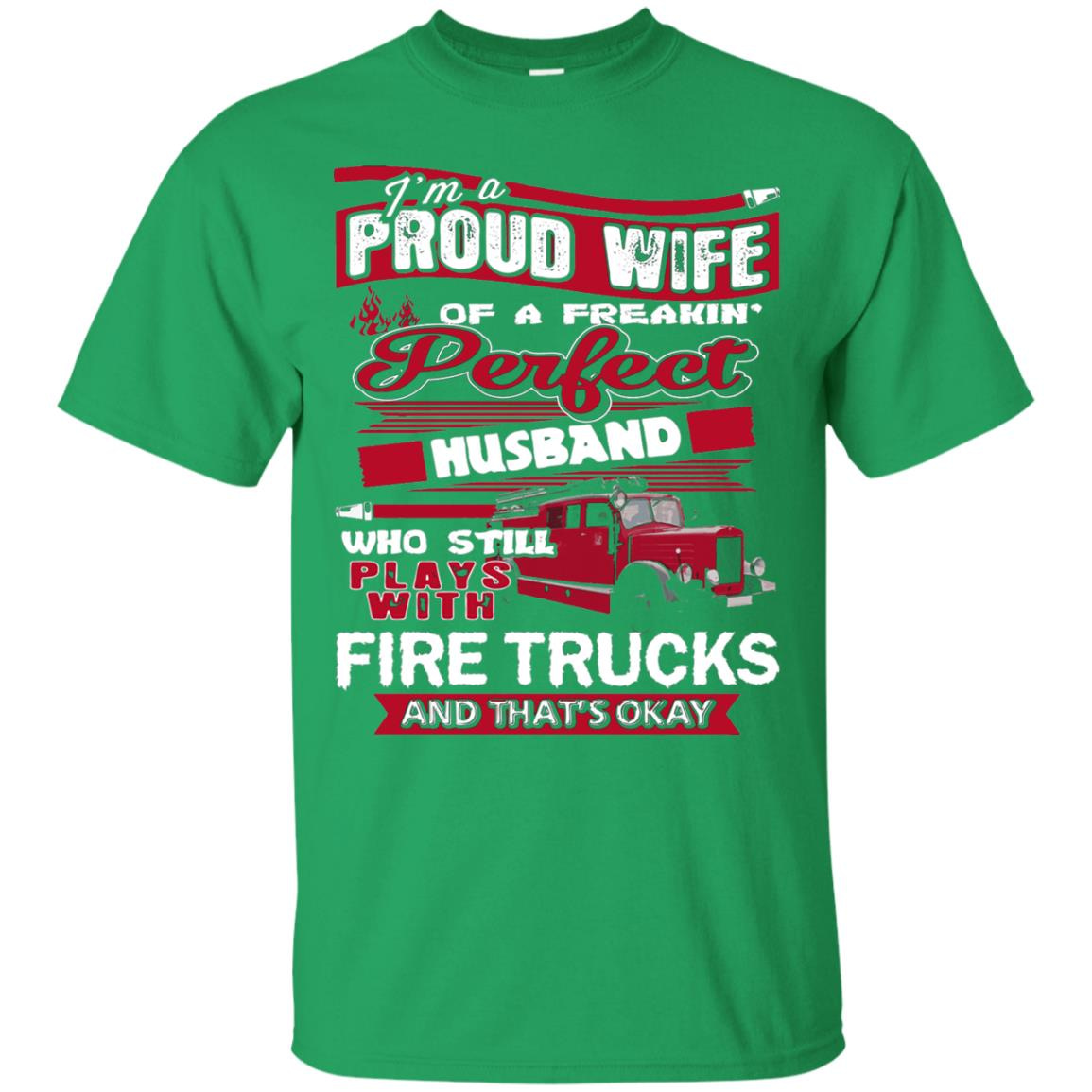 Inktee Store - Firefighters Wife Of Husband Plays With Fire Trucks Men’s T-Shirt Image