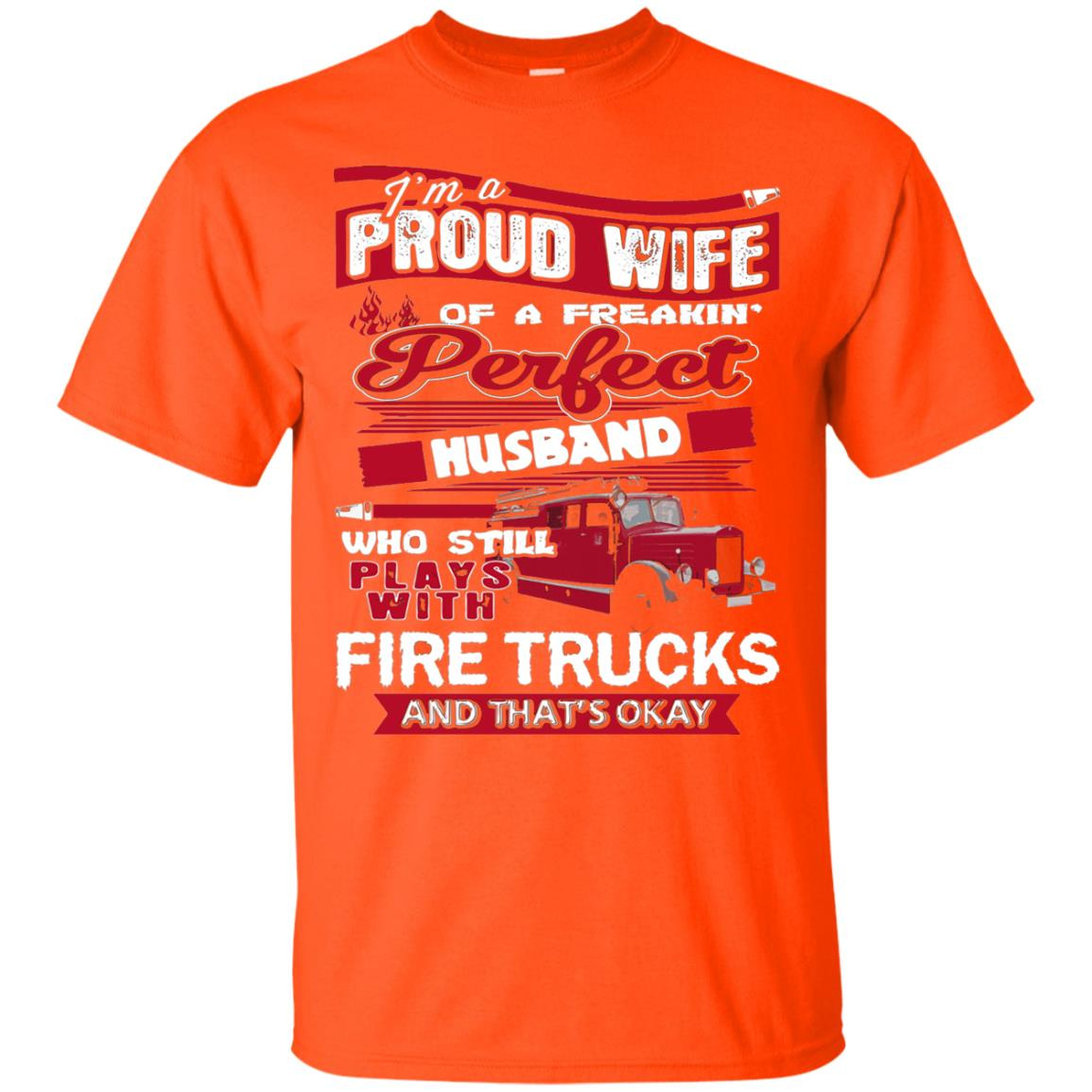 Inktee Store - Firefighters Wife Of Husband Plays With Fire Trucks Men’s T-Shirt Image