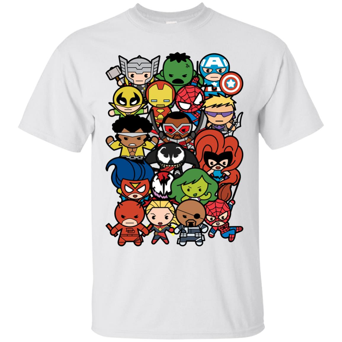 Inktee Store - Marvel Heroes And Villains Team Kawaii Men’s T-Shirt Image