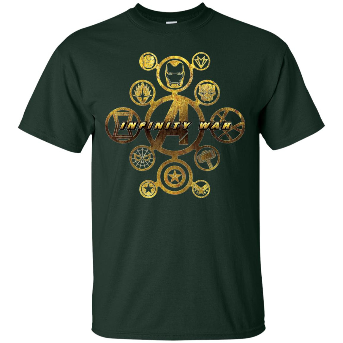 Inktee Store - Marvel Avengers Infinity War Gold Hero Icons Men’s T-Shirt Image
