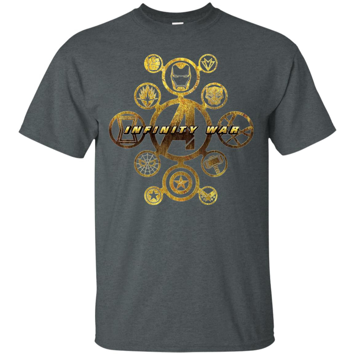 Inktee Store - Marvel Avengers Infinity War Gold Hero Icons Men’s T-Shirt Image