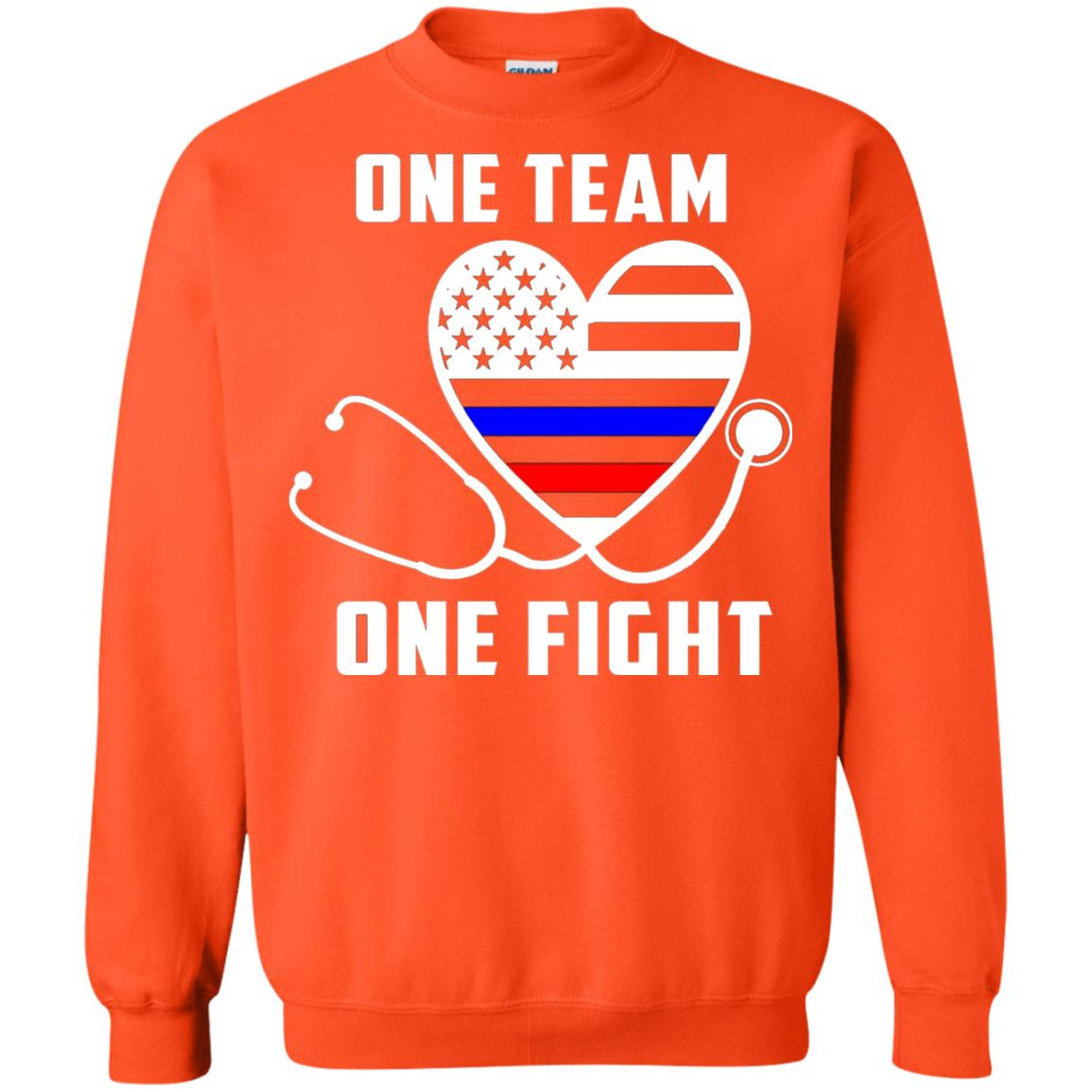 Inktee Store - One Team One Fight - Nurse Support Police Firefighter Sweatshirt Image