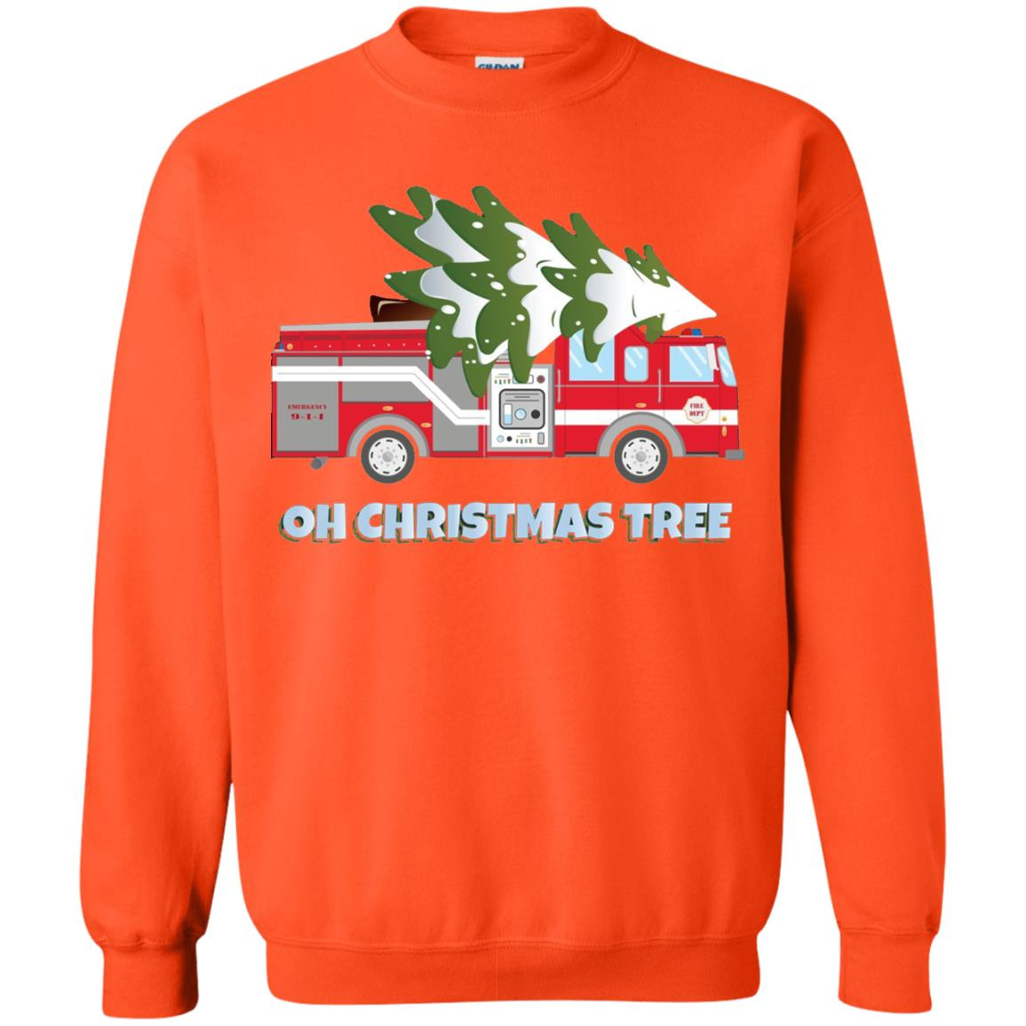 Inktee Store - Funny Firefighter Christmas Gifts - Oh Christmas Tree Sweatshirt Image