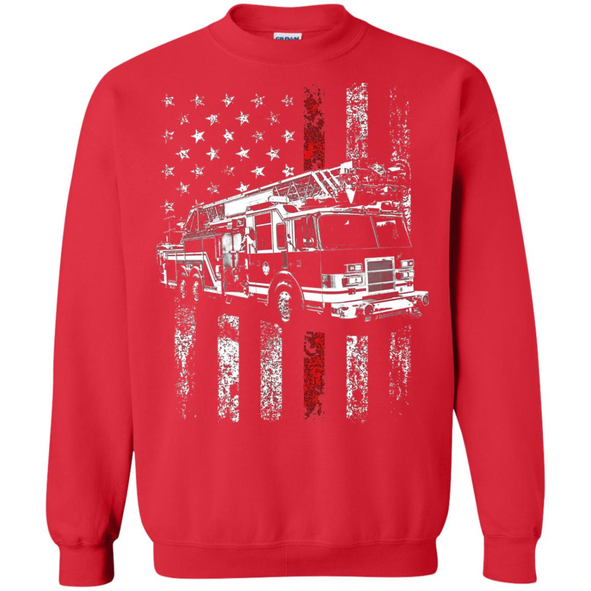 Inktee Store - Fireman American Flag Thin Red Line Firefighter Sweatshirt Image