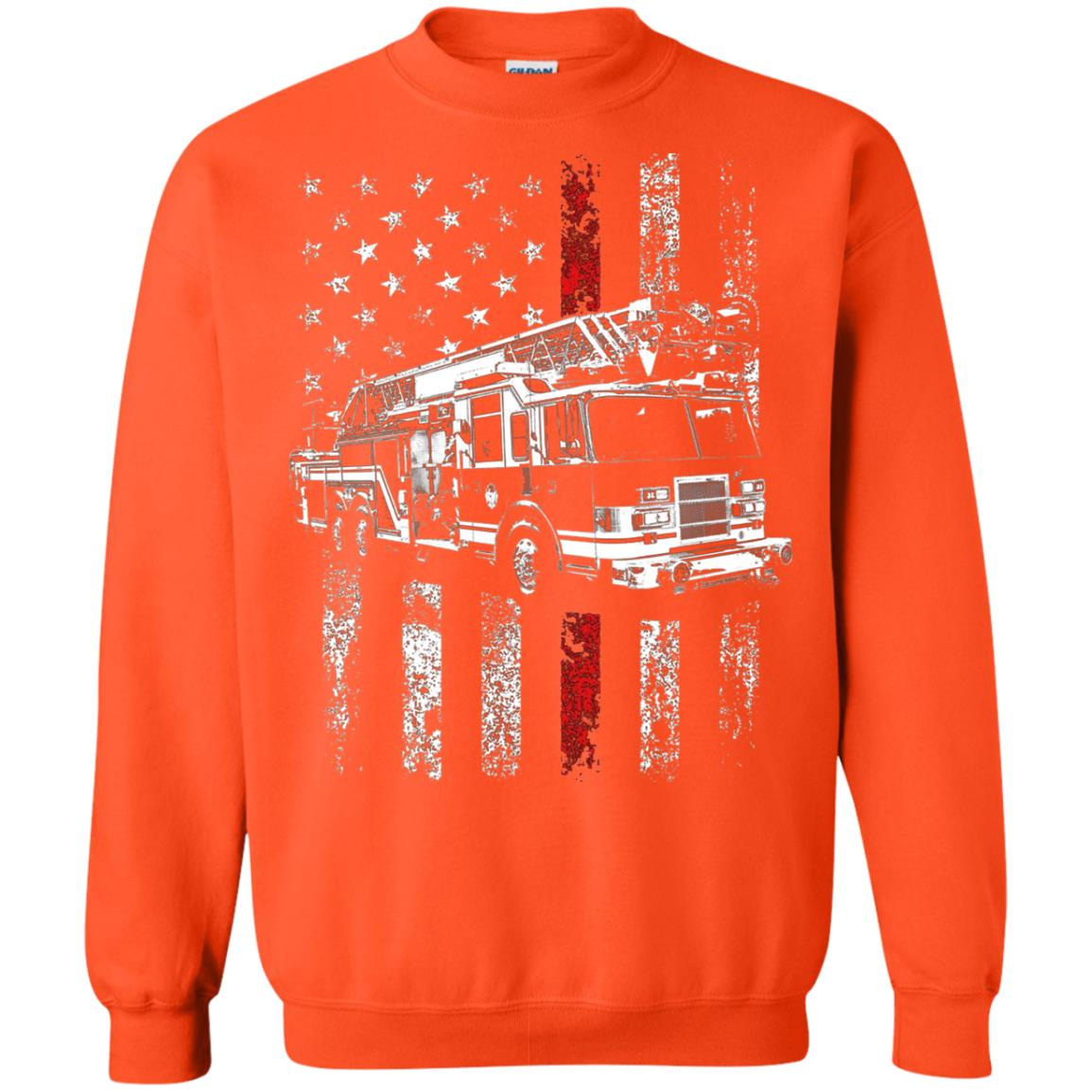 Inktee Store - Fireman American Flag Thin Red Line Firefighter Sweatshirt Image
