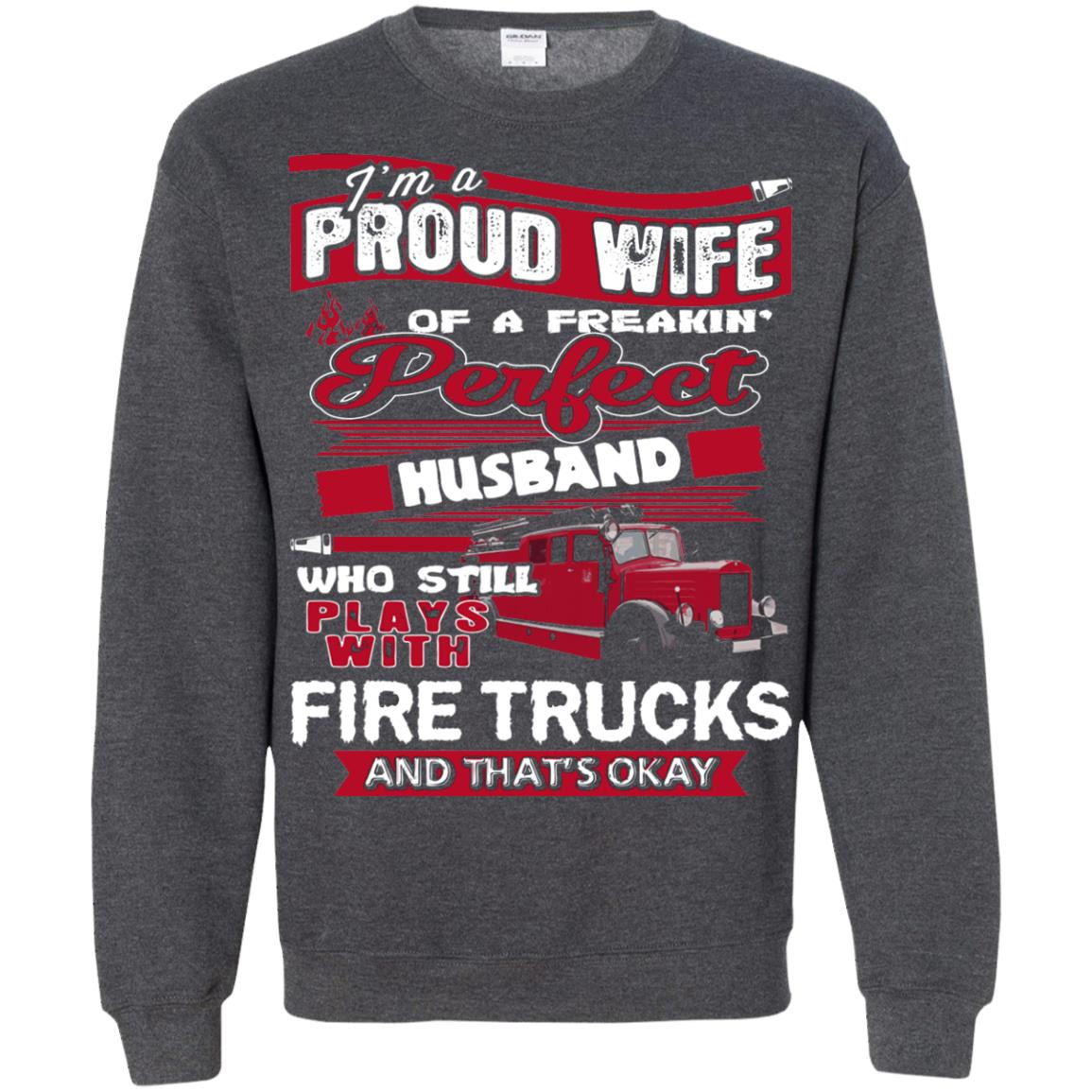 Inktee Store - Firefighters Wife Of Husband Plays With Fire Trucks Sweatshirt Image