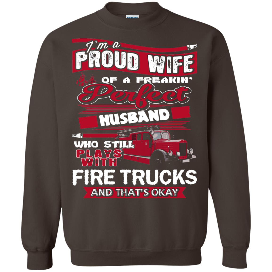 Inktee Store - Firefighters Wife Of Husband Plays With Fire Trucks Sweatshirt Image
