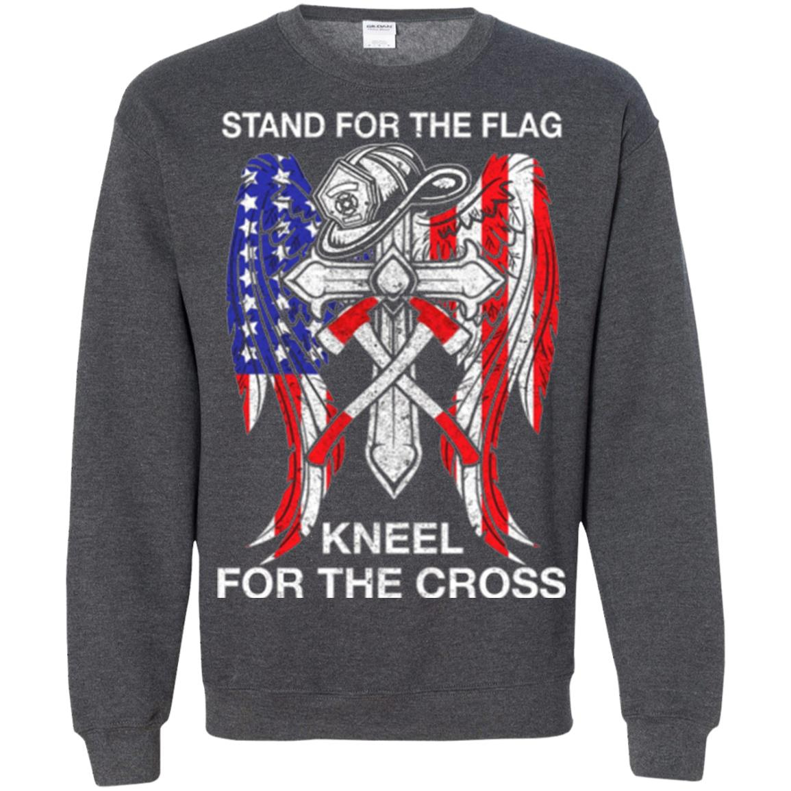Inktee Store - Firefighter Stand For The Flag Kneel For The Cross Sweatshirt Image