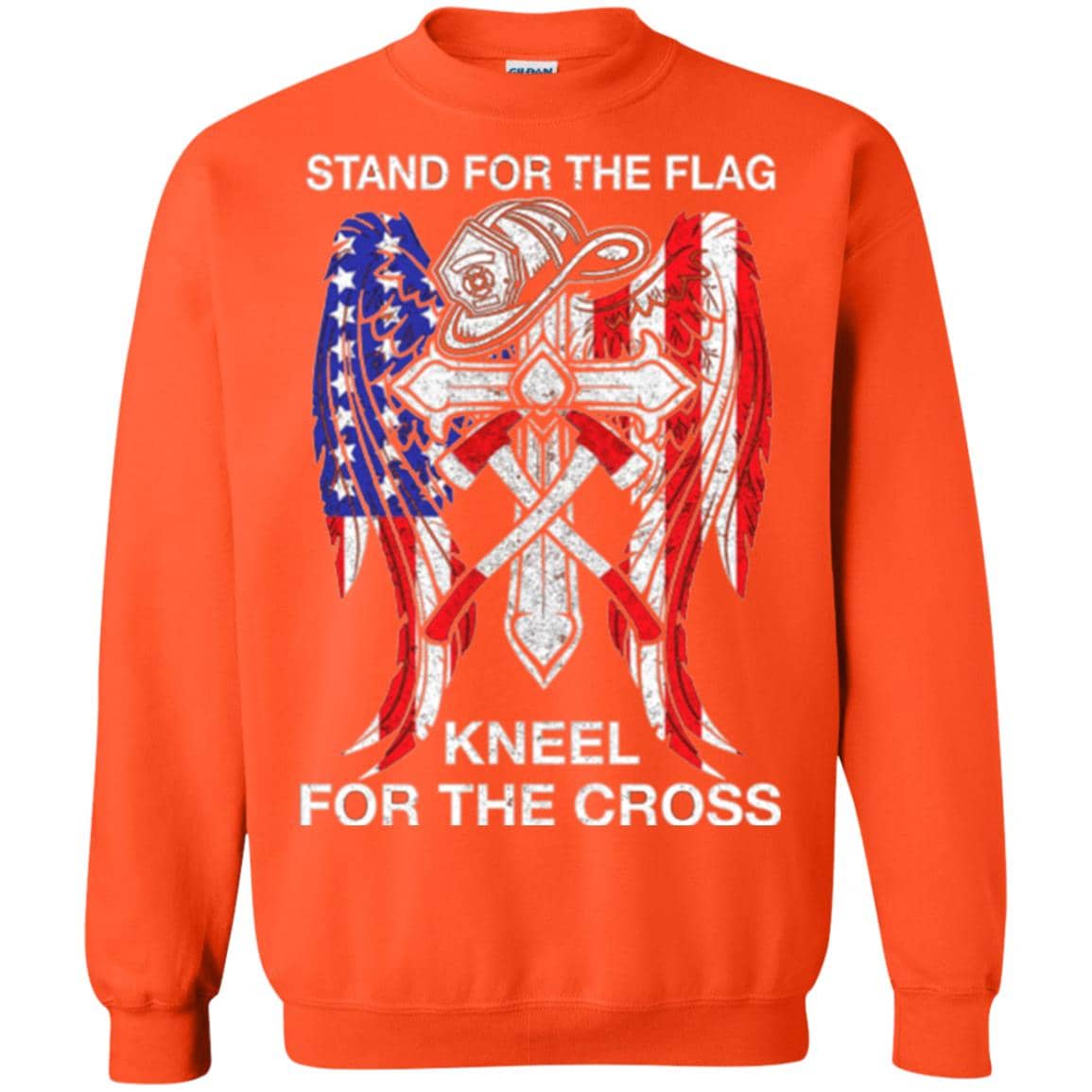 Inktee Store - Firefighter Stand For The Flag Kneel For The Cross Sweatshirt Image