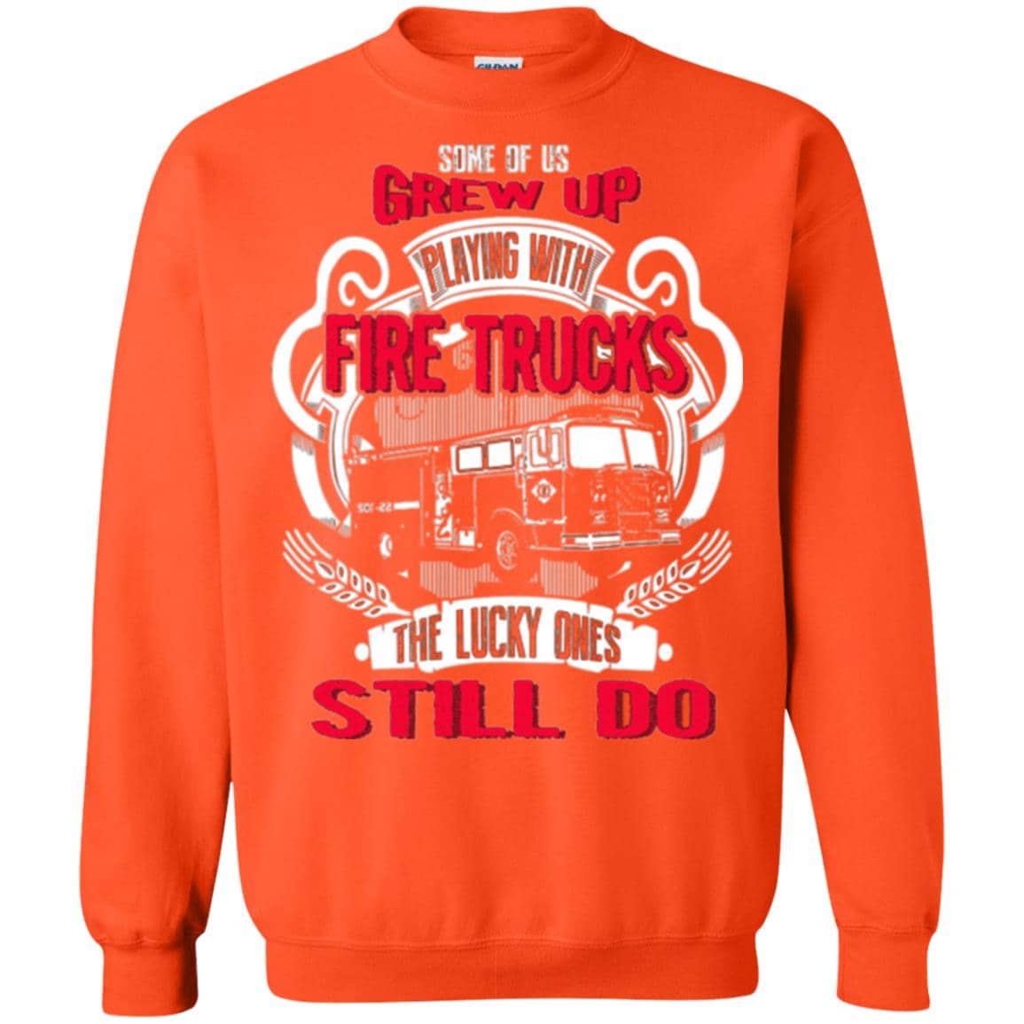 Inktee Store - Firefighter Grew Up Playing With Fire Trucks Sweatshirt Image