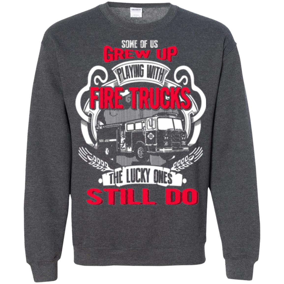 Inktee Store - Firefighter Grew Up Playing With Fire Trucks Sweatshirt Image