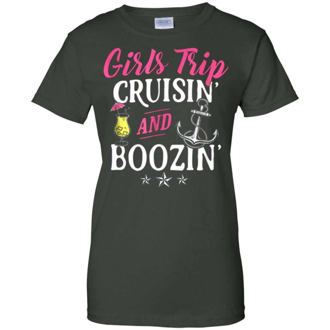 Inktee Store - Girls Trip Cruisin And Boozin Funny Cruise Vacation Women’s T-Shirt Image