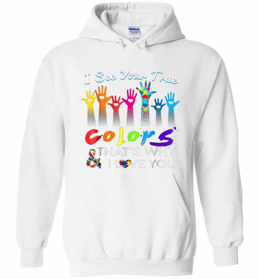 Inktee Store - I See Your True Colors Hands Autism Awareness Hoodies Image