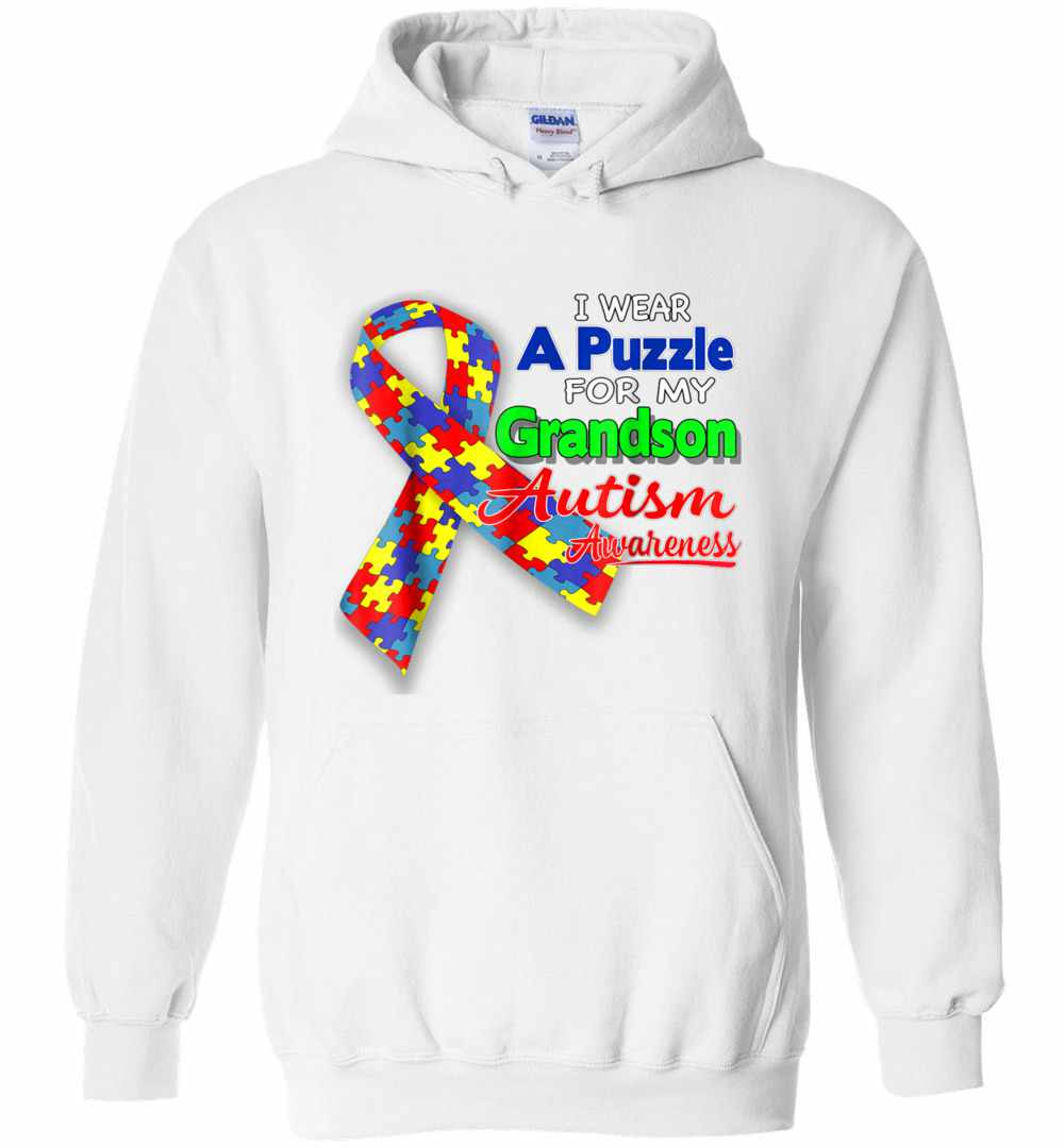 Inktee Store - I Wear A Puzzle For My Grandson - Autism Awareness Hoodies Image