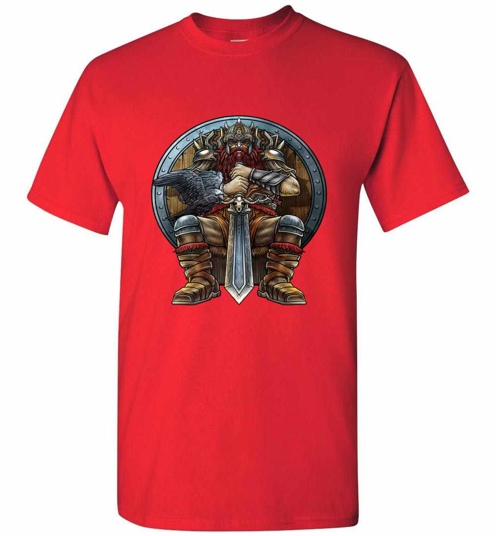 Inktee Store - Mens Viking On Throne Crow Sword Nordic Norse Valhalla Men'S T-Shirt Image