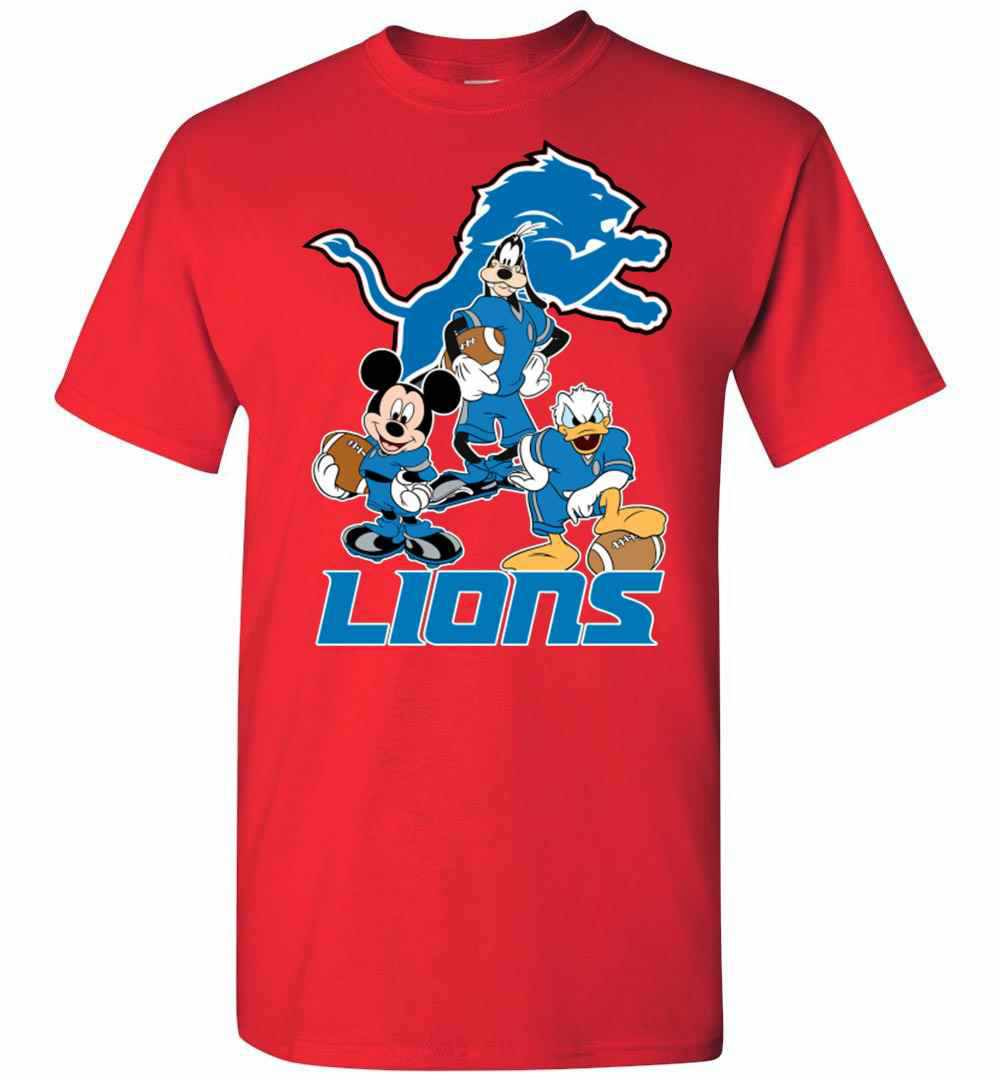 Inktee Store - Mickey Donald Goofy The Three Detroit Lions Football Men'S T-Shirt Image