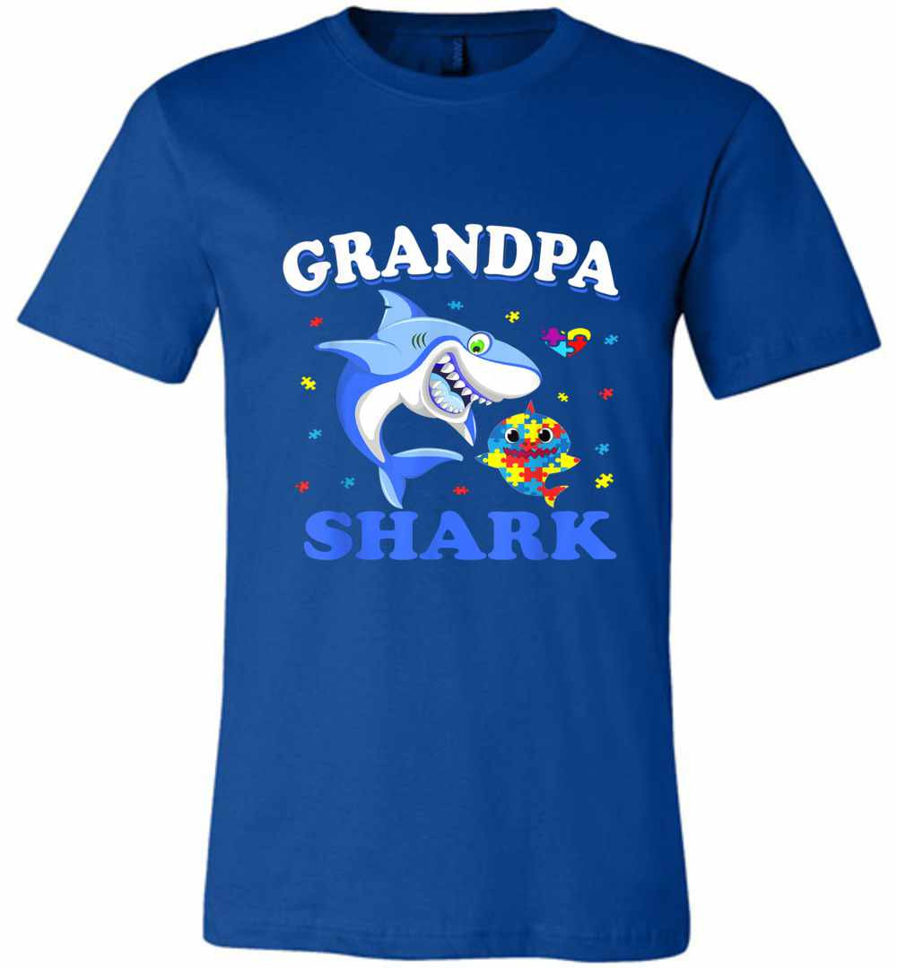 Inktee Store - Grandpa Shark Autism Awareness Premium T-Shirt Image