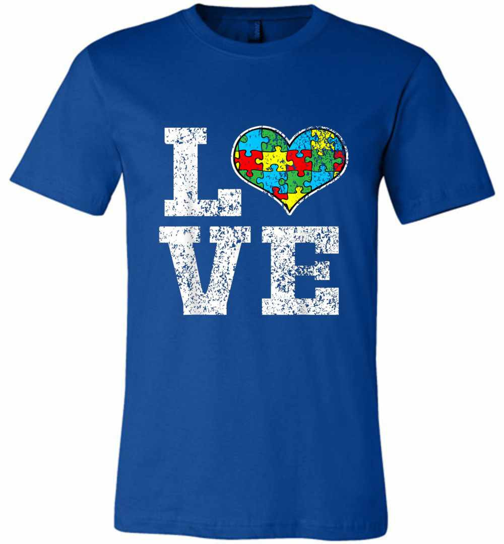Inktee Store - Autism Awareness For Kids Mom Dad Love Heart Premium T-Shirt Image