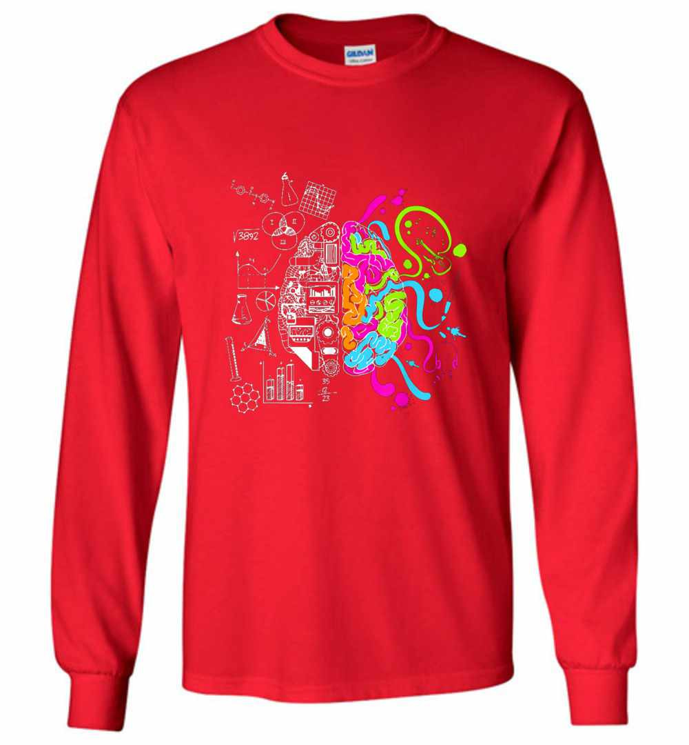 Inktee Store - Funny Brain Colorful Brain Science And Art Long Sleeve T-Shirt Image