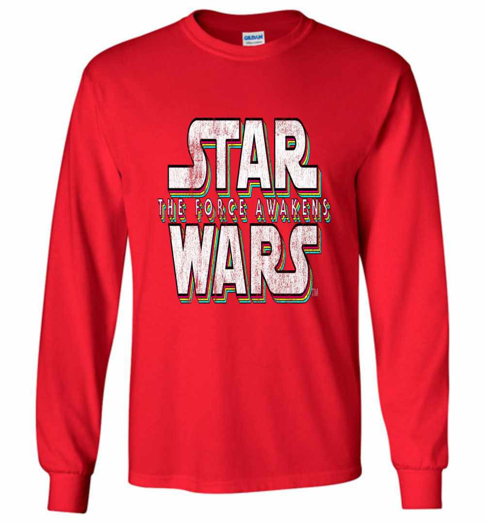 Inktee Store - Star Wars Force Awakens Distressed Logo Long Sleeve T-Shirt Image
