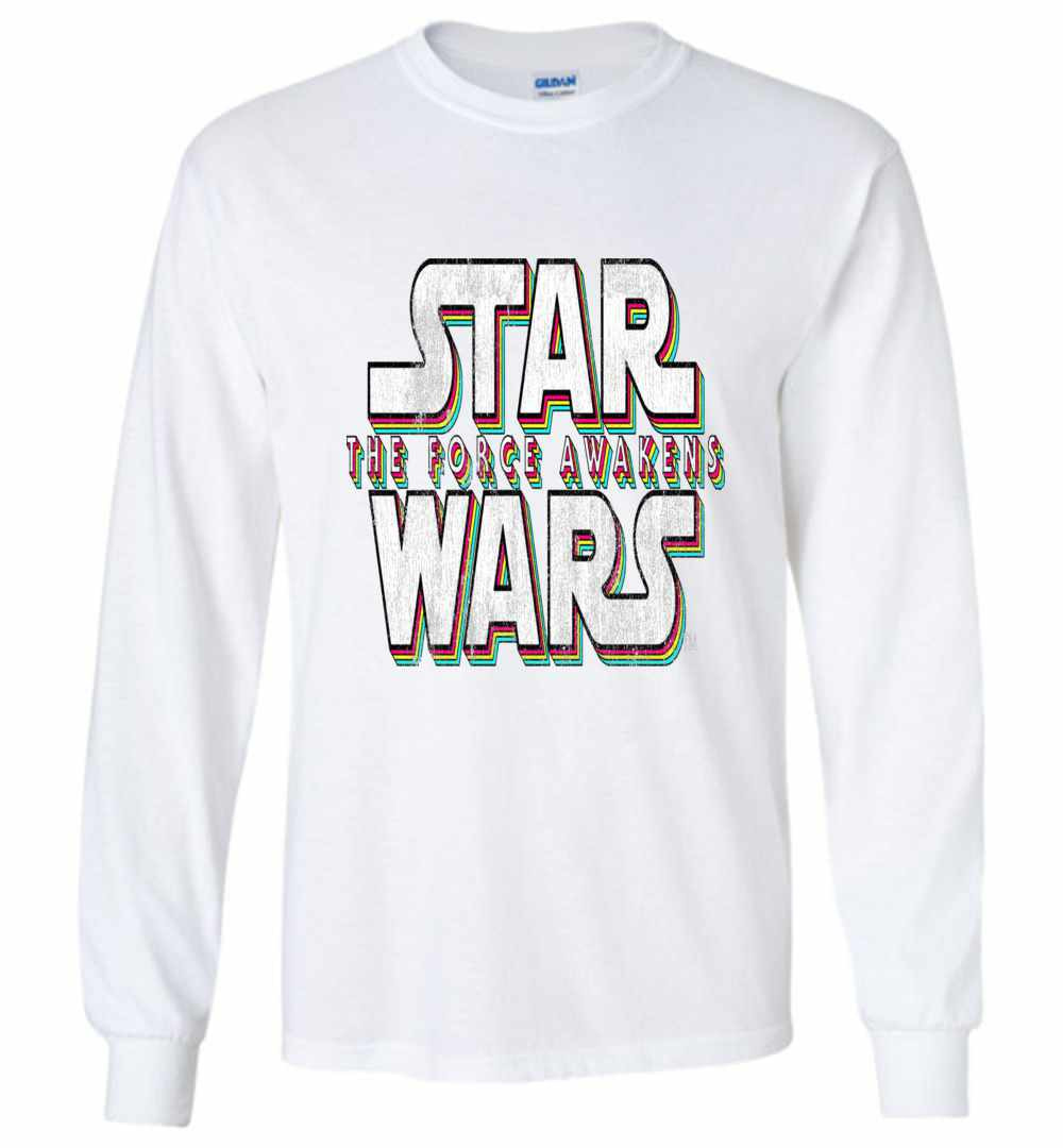 Inktee Store - Star Wars Force Awakens Distressed Logo Long Sleeve T-Shirt Image