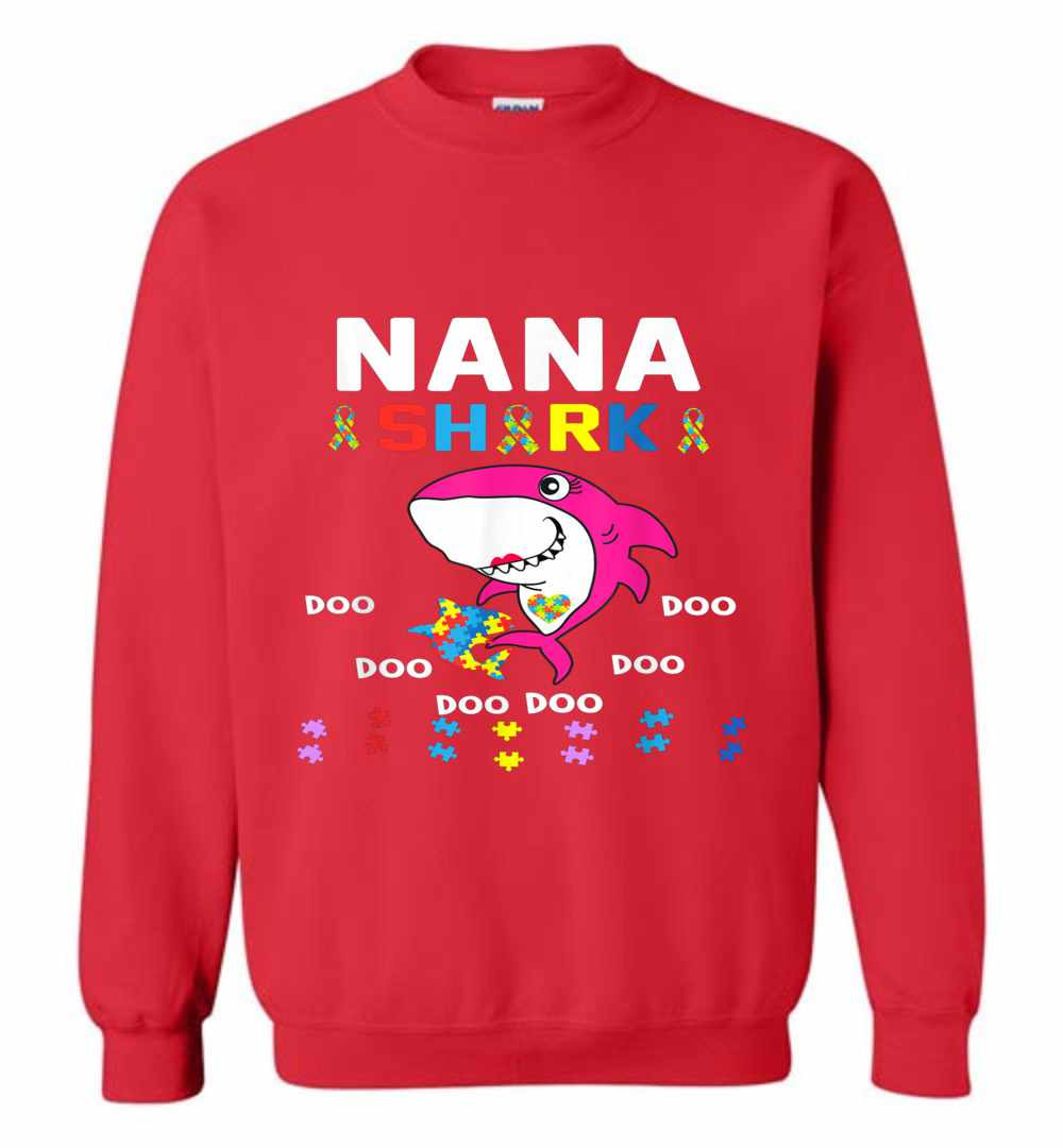 Inktee Store - Nana Shark Autism Awareness Nana Baby Shark Autism Sweatshirt Image
