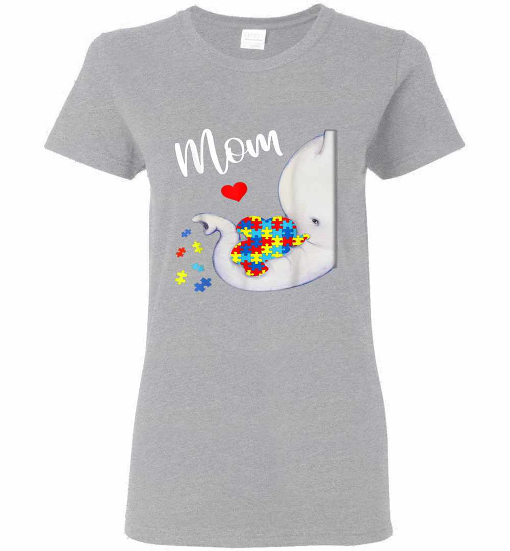 Inktee Store - Autism Awareness Autism Elephant Mom Cute Gifts Women'S T-Shirt Image