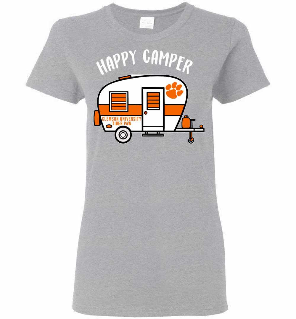 Inktee Store - Clemson University Tiger Paw Happy Camper Women'S T-Shirt Image
