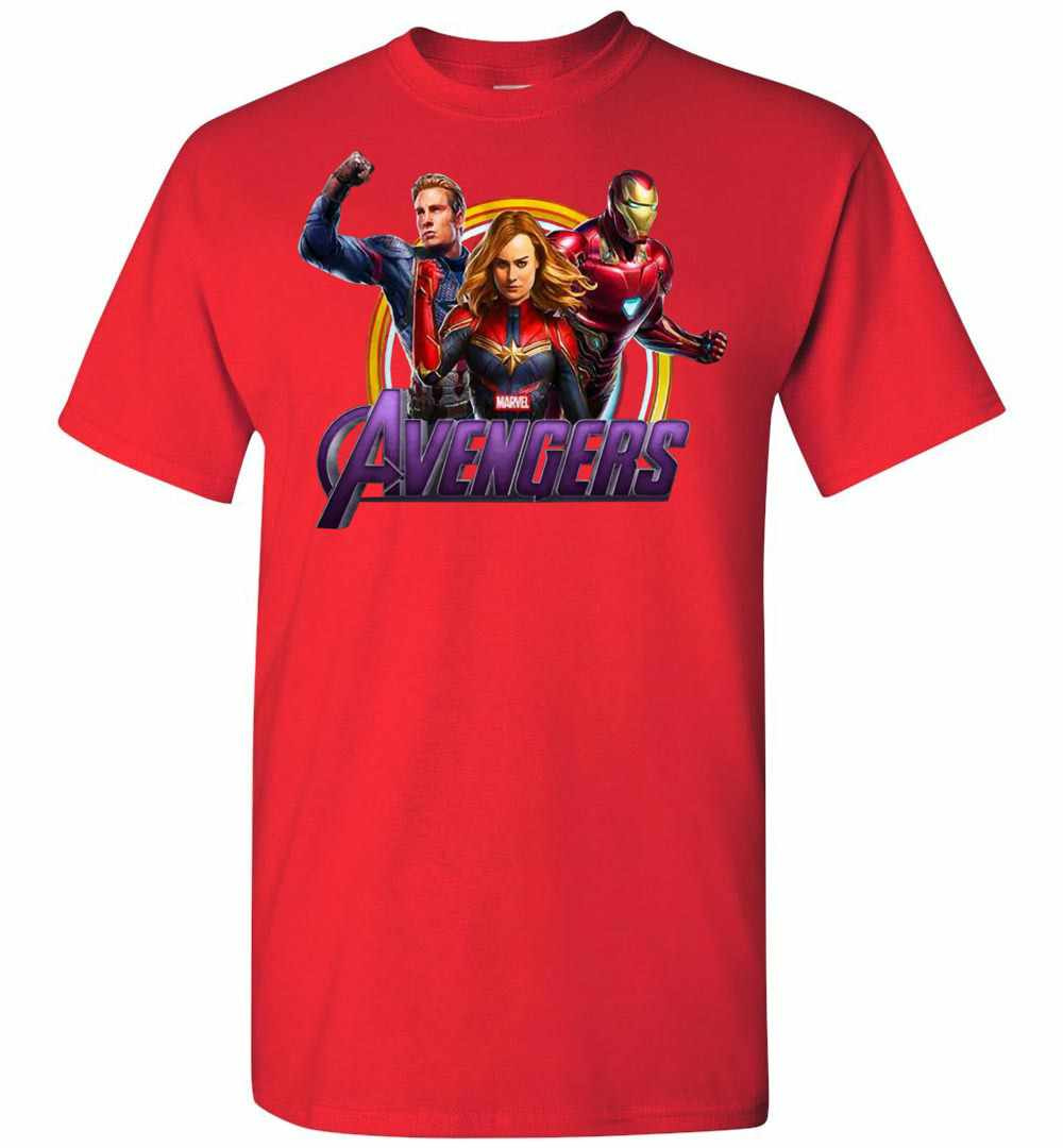 Inktee Store - Avenger Endgame Captain Marvel, Iron Man And Captain Men Men'S T-Shirt Image