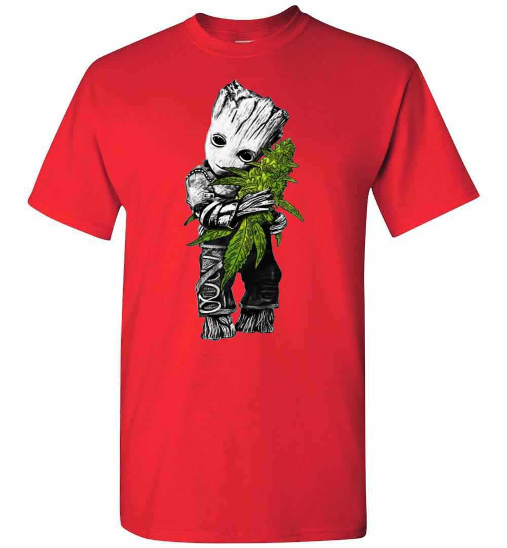 Inktee Store - Baby Groot Hugs Weed Men'S T-Shirt Image