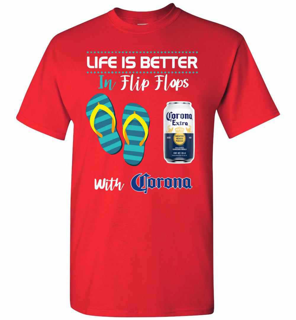 Inktee Store - Life Is Better In Flip Flops With Corona Beer Men'S T-Shirt Image