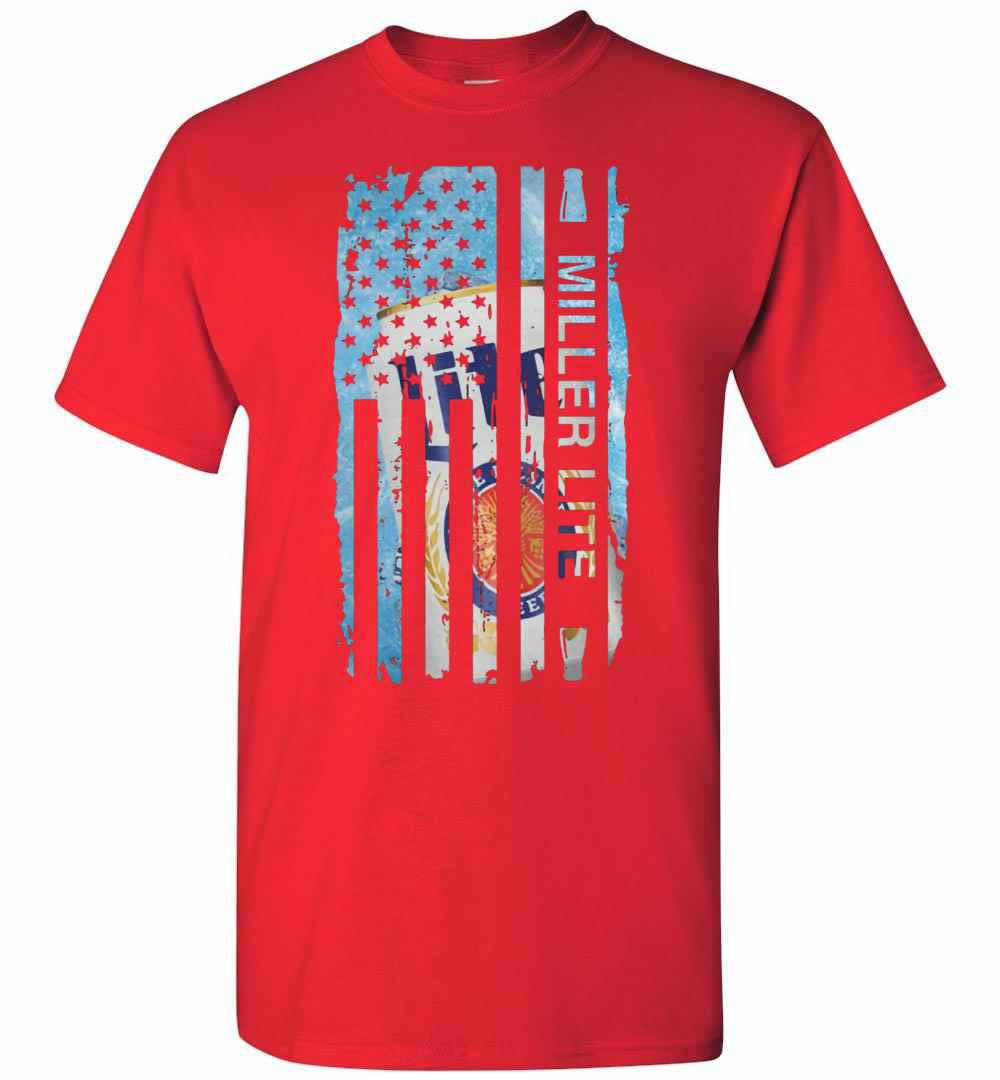 Inktee Store - Miller Lite Us Flag Men'S T-Shirt Image