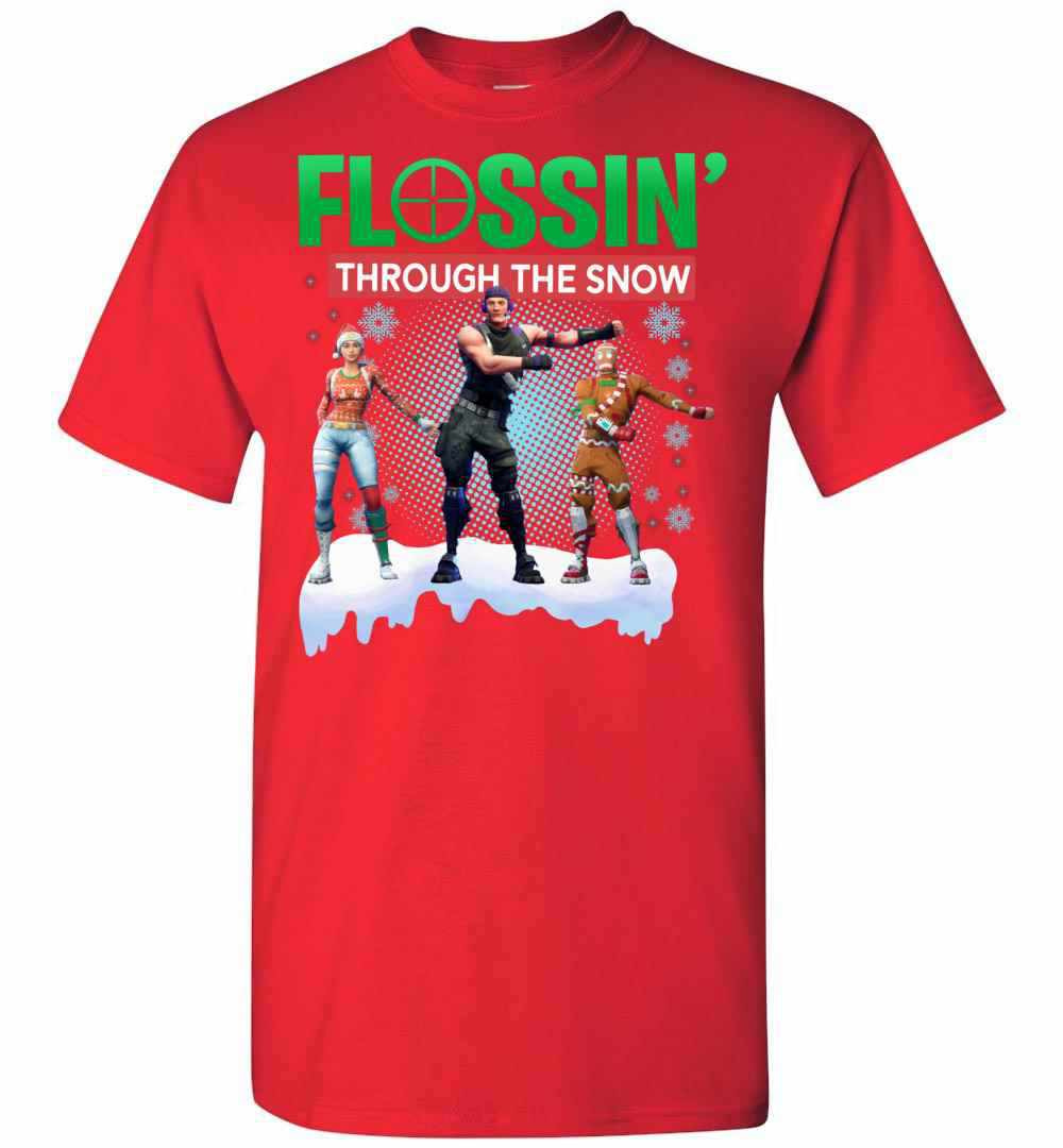 Inktee Store - Flossing Through The Snow Fortnite Christmas Men'S T-Shirt Image
