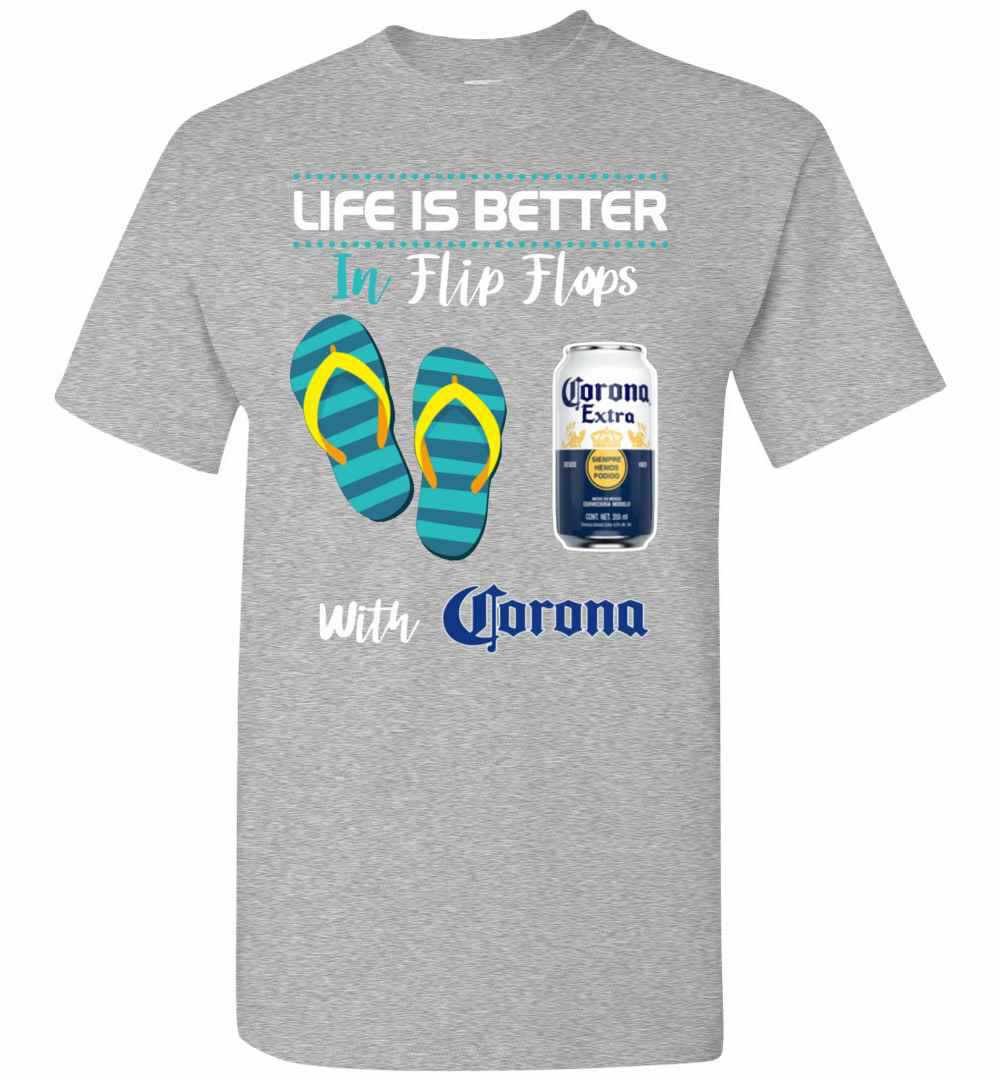 Inktee Store - Life Is Better In Flip Flops With Corona Beer Men'S T-Shirt Image