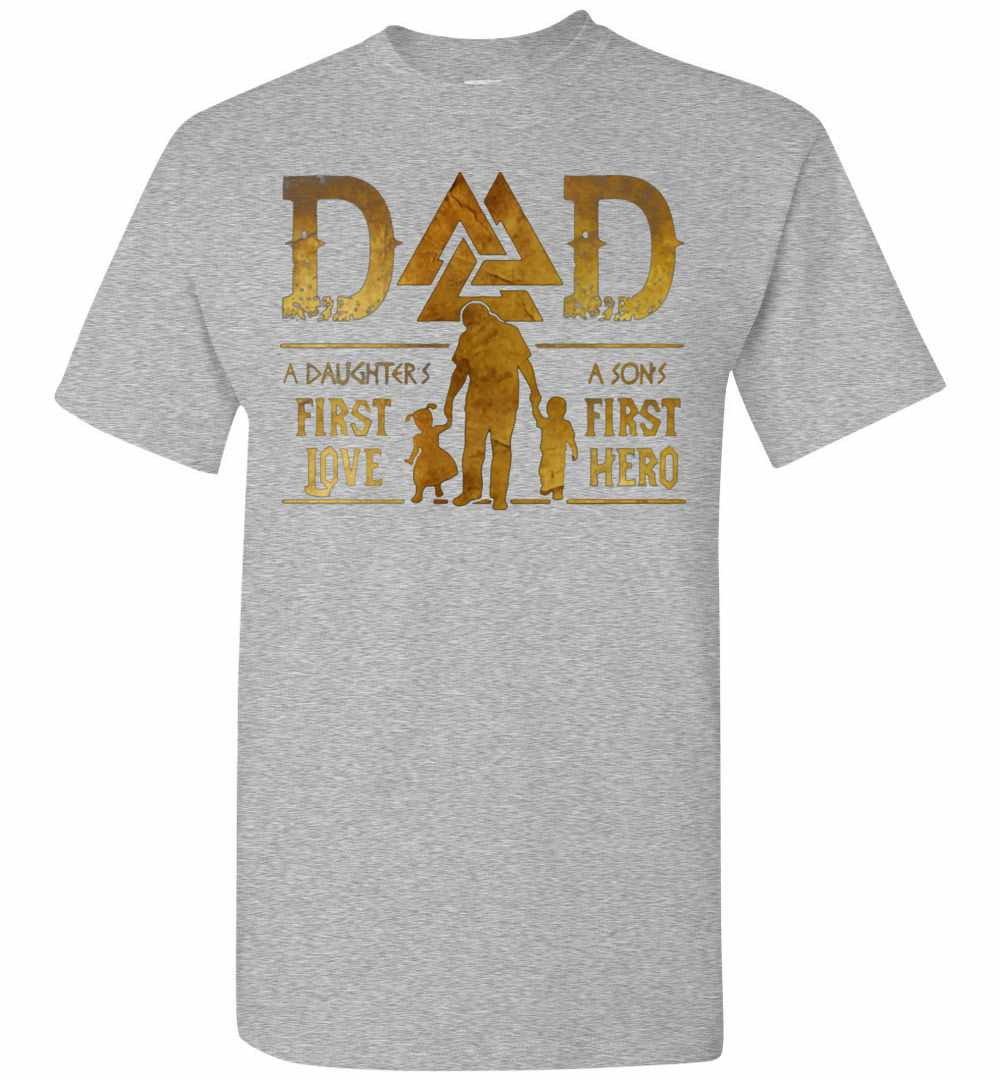 Inktee Store - Viking Dad A Daughter'S First Love A Son'S First Hero Men'S T-Shirt Image